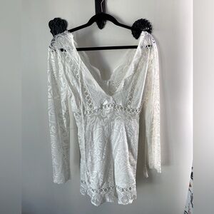 New scallop neck romper bridal/bachelorette/shower